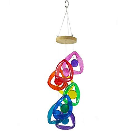 Recycled Glass Bottle Windchime : Rainbow Colors, 24