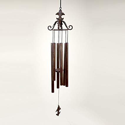 SPI 31285 Leaf Scroll Wind Chime with Fleur de Lis