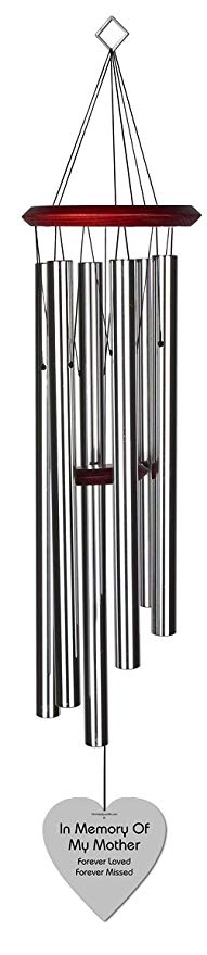 Chimesofyourlife mo-heart-35-silver Mother Heart Memorial Wind Chime, 35-Inch, Silver