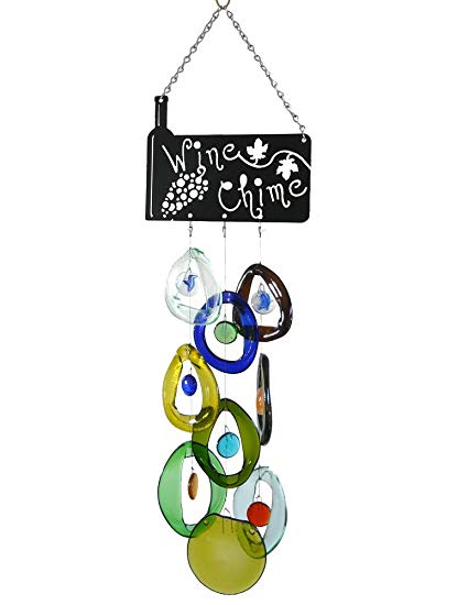 Wine Chime - American Made Recycled Wine Bottle Glass Wind Chime