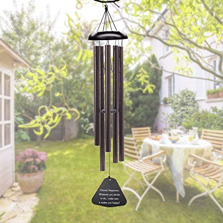 Large Wind Chimes Outdoor Deep Tone - 36 Inch Amazing Grace Wind Chimes with 5 Metal Tubes, Beautiful Memorial Wind Chimes, Perfect Gift for Family and Friends (A Free Card)