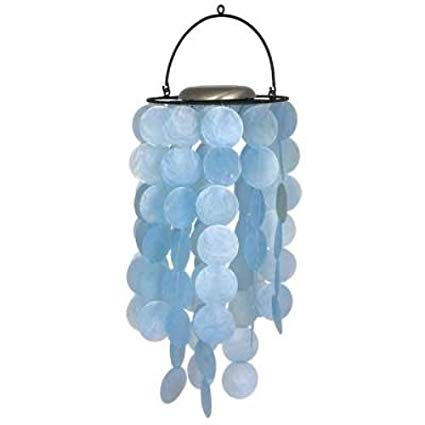 Asli Arts Collection Capiz Solar Chime, Light Blue, 24