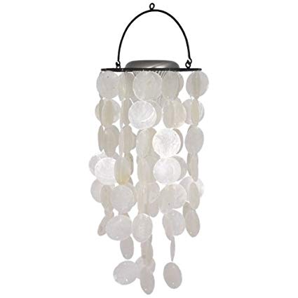 Capiz Solar Chime - White