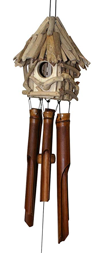 Cohasset 113A Driftwood Birdhouse Bamboo Wind Chime