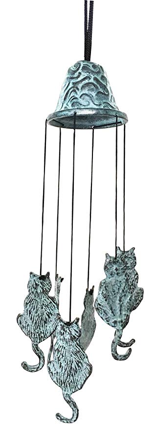 Feline Kitten Cat Abstract Art Brass Resonant Wind Chime Patio Garden Decor Great Gift For Cat Lovers Housewarming Present