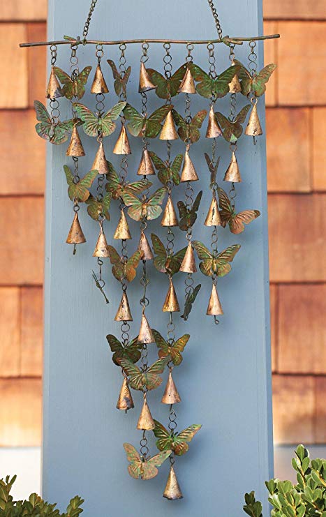 WIND CHIMES - BUTTERFLY WIND CHIME WITH SHIMMERING BELLS - BUTTERFLY WALL ART