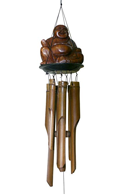 Cohasset 632 Chinese Buddha Sitting Bamboo Wind Chime, Antique Finish