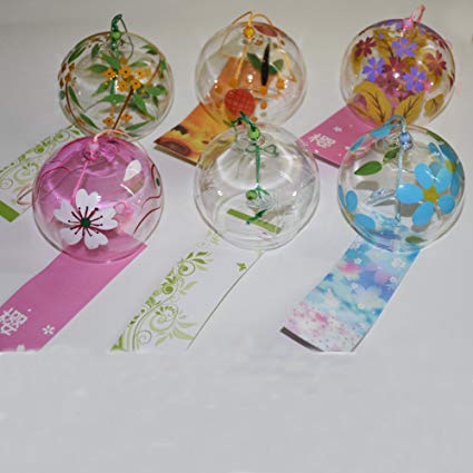 ACEVER 6-piece Pack Wind Bell Japanese Wind Chimes with Hand Painted Drawings